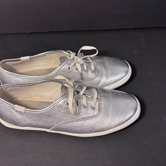 Keds x Kate Spade New York Silver Leather Lace-Up Sneakers Women’s 7.5 Metallic - Picture 16 of 16
